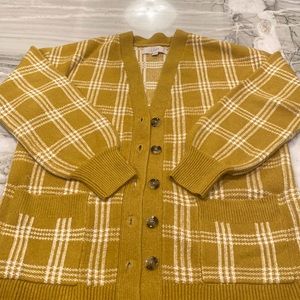 LOFT Mustard Yellow Plaid Women's Cardigan